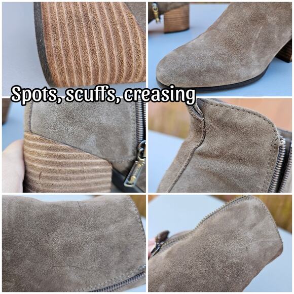 Tan Suede Bootie Blondo Siena Bootie Size 8.5 Leather Heeled Side Zip Ankle Boot - Picture 8 of 13